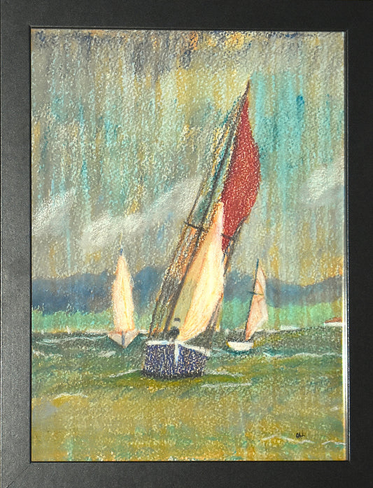 Sailing in the Bay an Original Painting by Lisa Godin