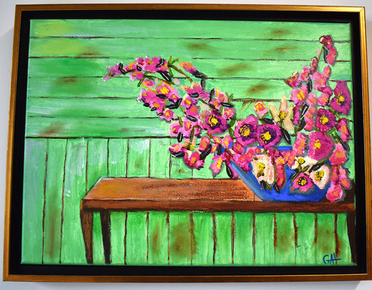 Spring Hellebores and Blossoms - Original Hand Painted by Lisa Godin