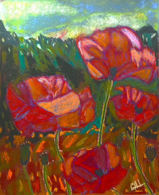 Stained Glass Poppies an Original Painting by Lisa Godin