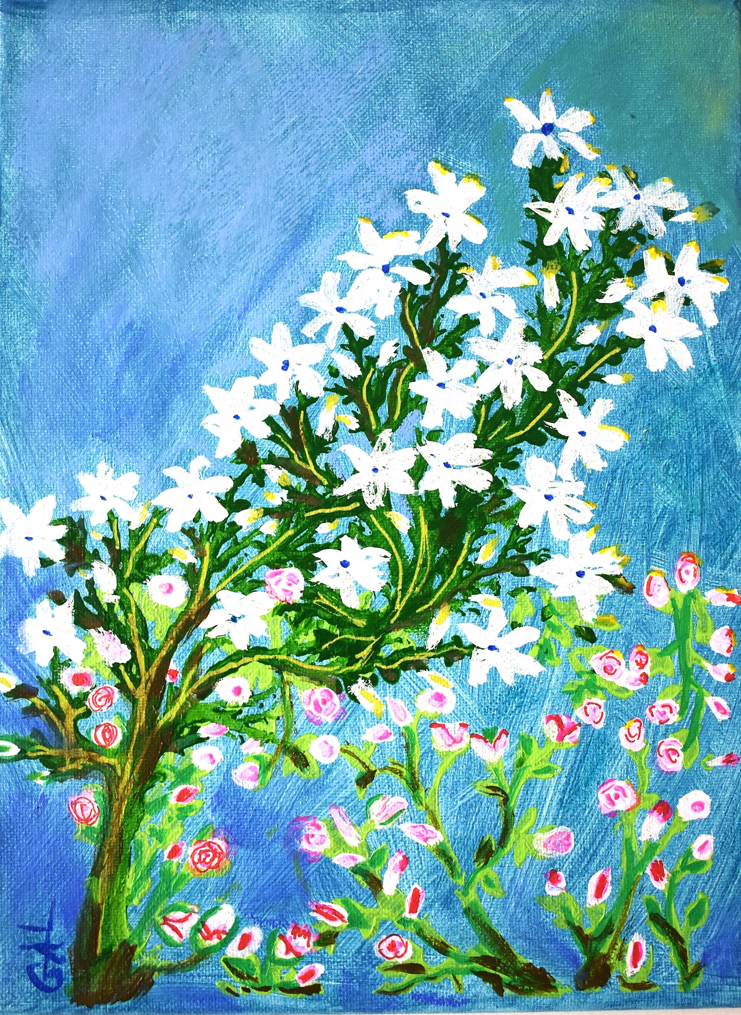 Star Flower with Roses Original Hand Painted