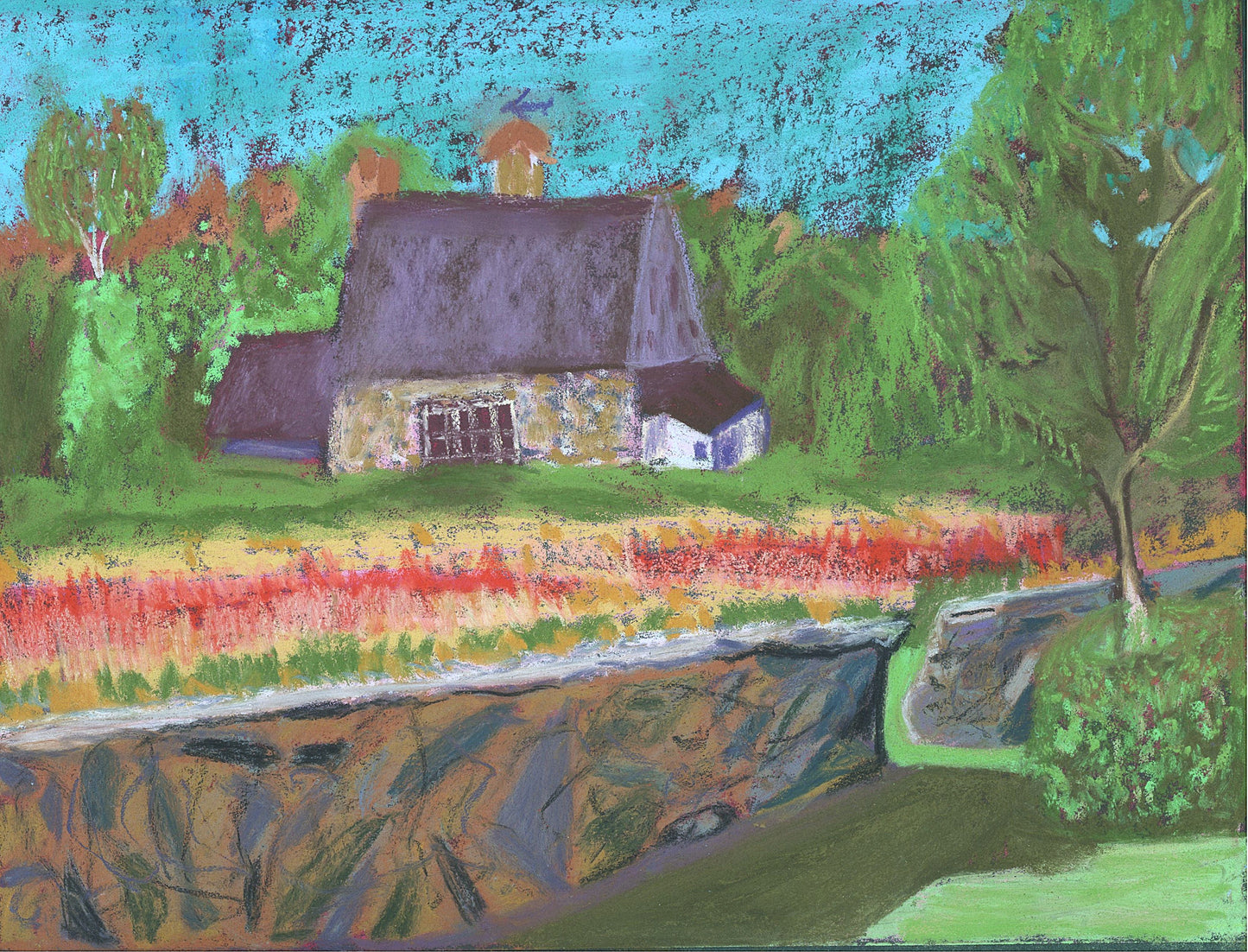 Stone House in the Woods an Original Painting by Lisa Godin