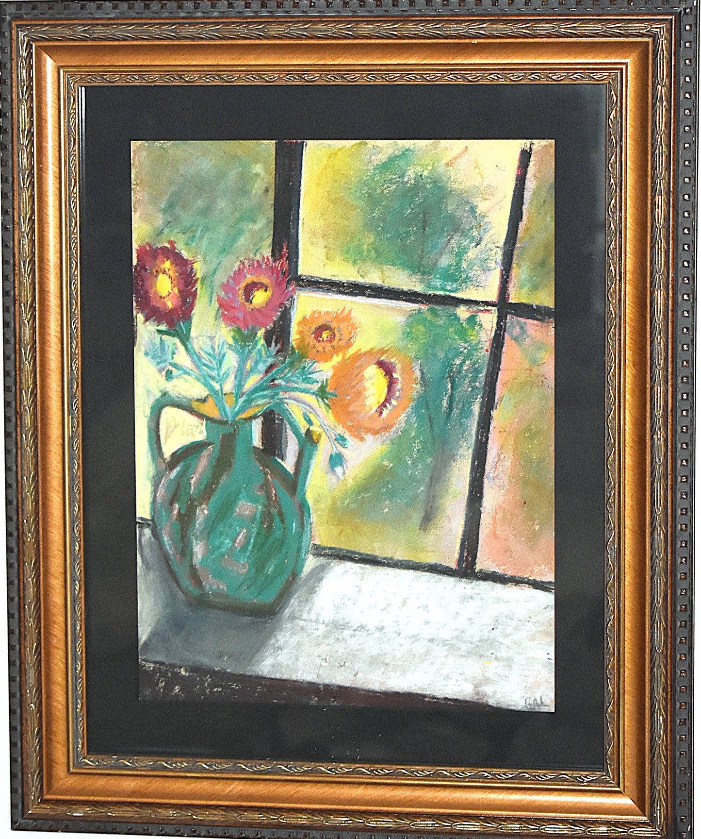 Straw Flowers in Terracotta Water Cruche an Original Painting by Lisa Godin