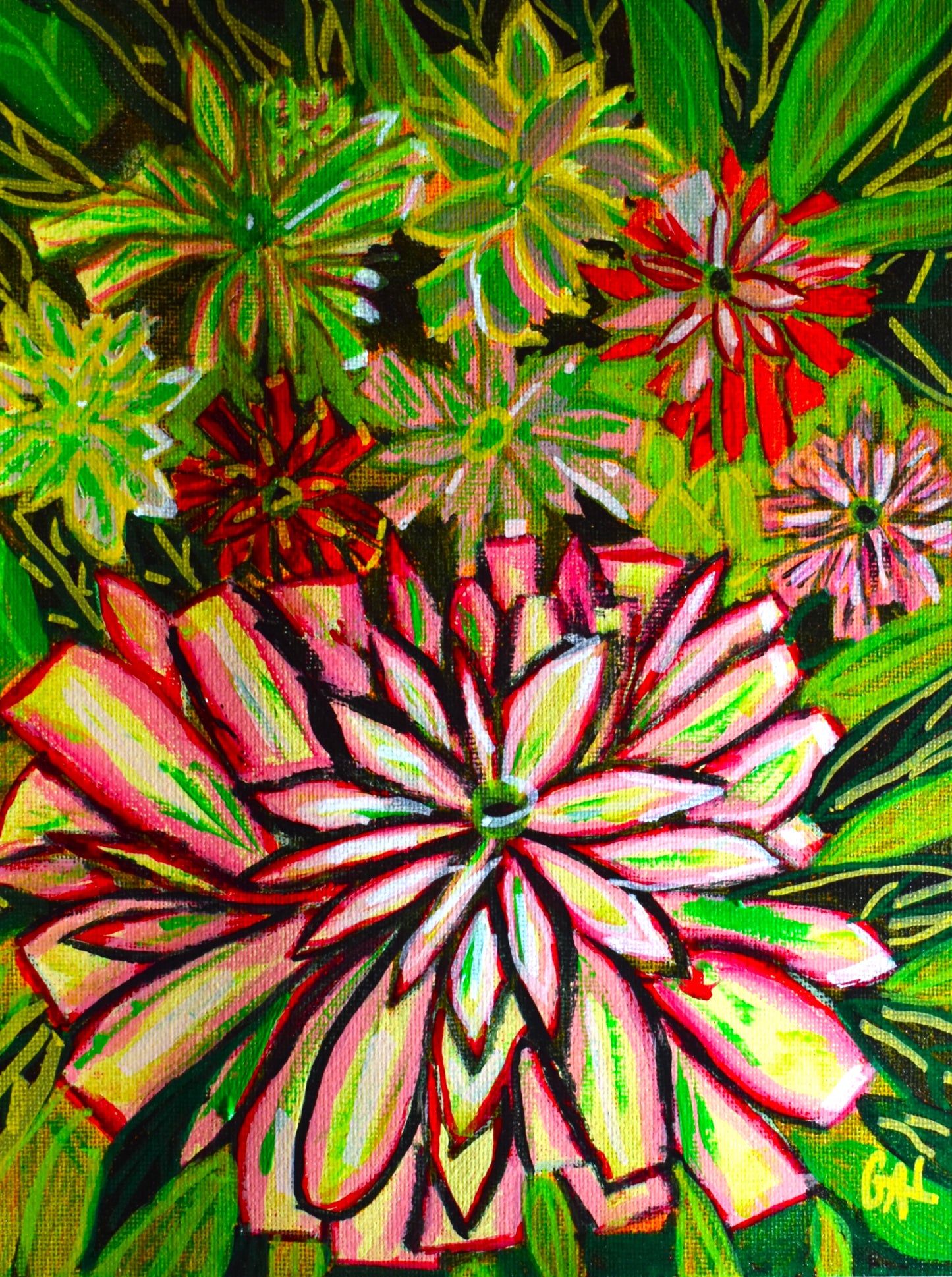 Succulents - Original Acrylic Painting by Lisa Godin