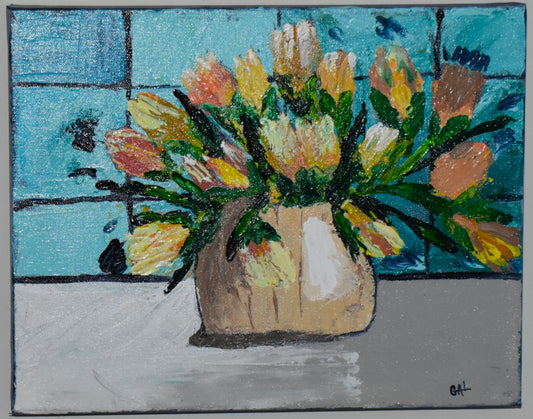 Tiled Tulips Original Painting by Artist Lisa Godin