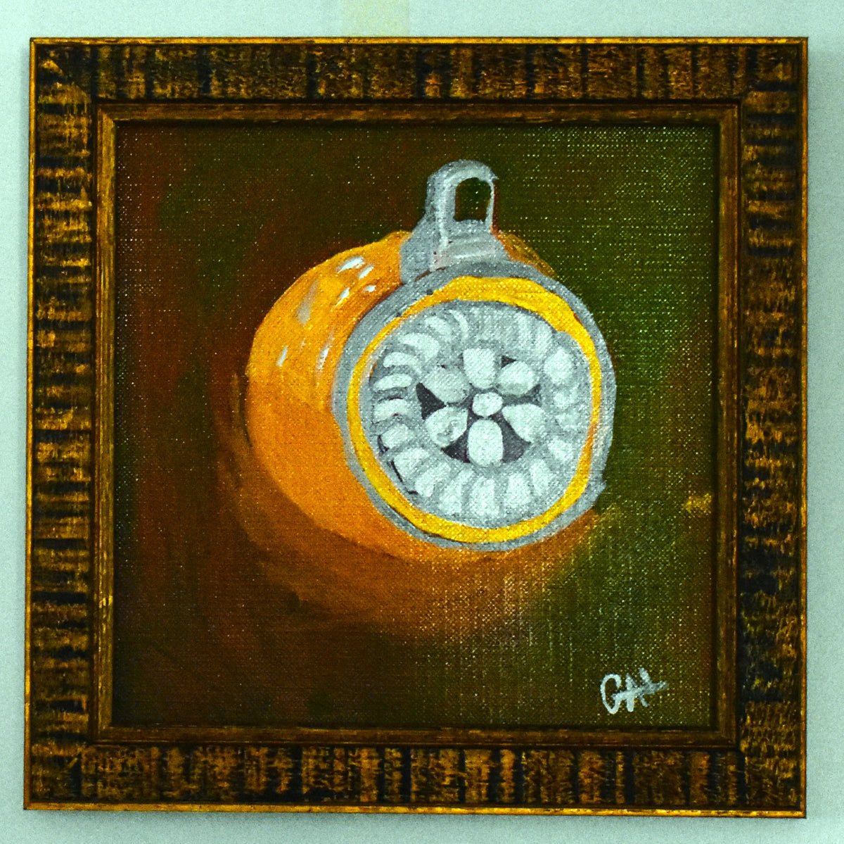 Vintage Indent Glass Ornament Original Acrylic Painting by Lisa Godin
