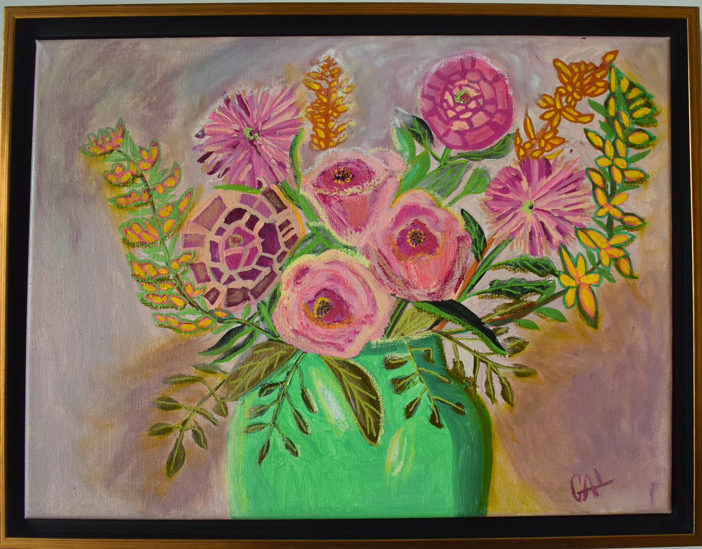 Where are the Peonies and Zinnias - Original Painting by Lisa Godin