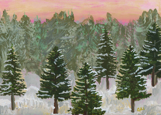 Winter Forest an Original Painting by Lisa Godin