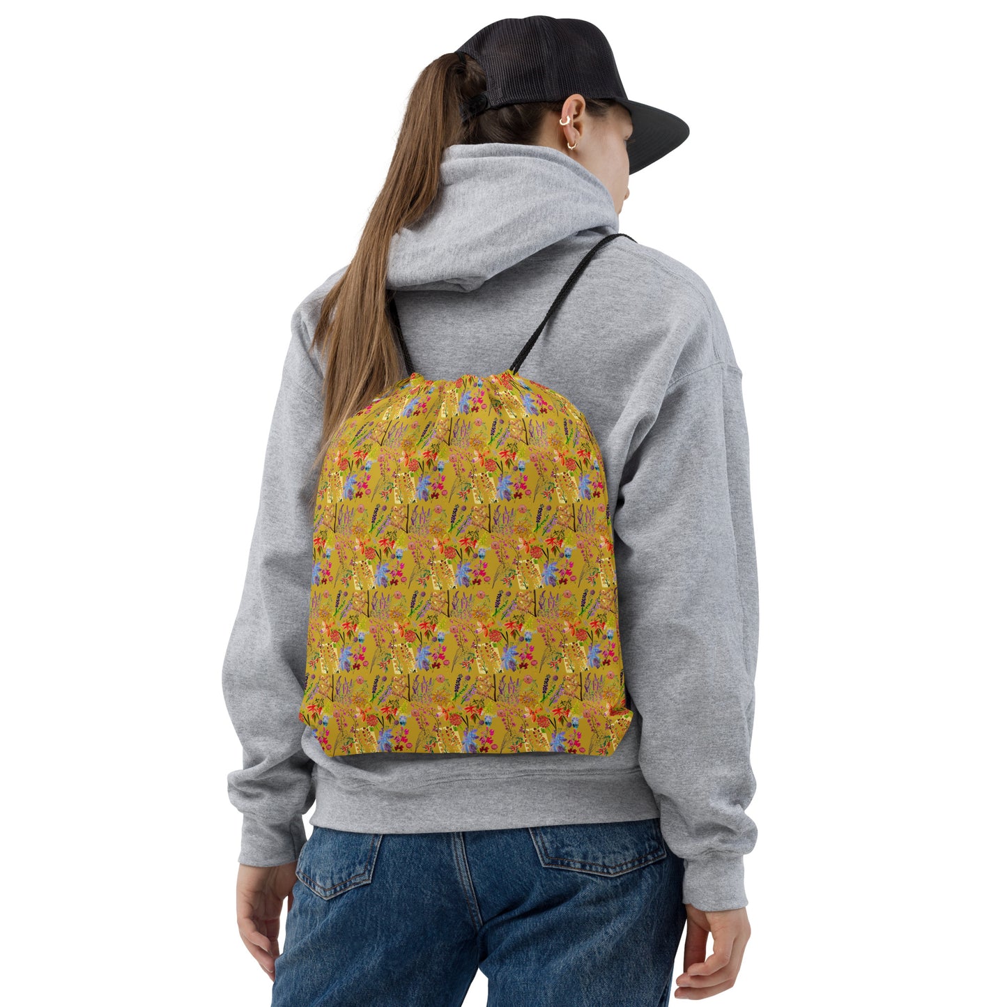 Floral Stem Drawstring bag