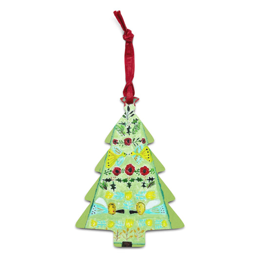 Folk Art Christmas Tree 2 Sided Wooden ornaments